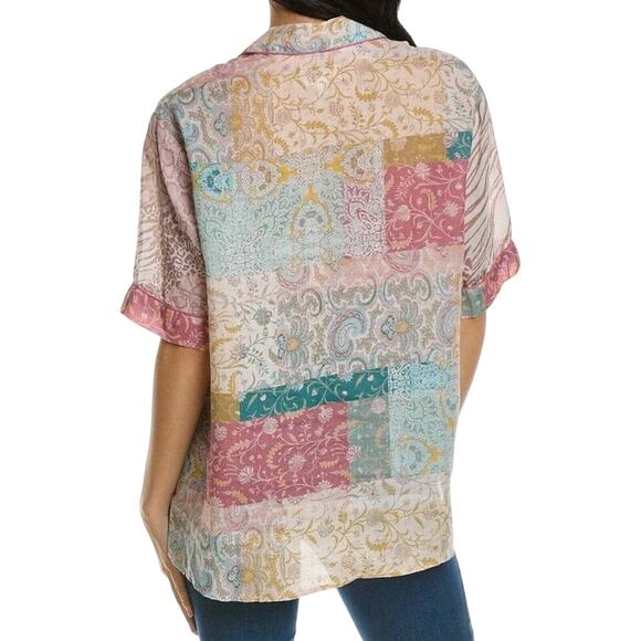 Johnny Was Workshop Marseille Garden Resort Shirt in Pink Size LARGE NWT - Picture 2 of 9